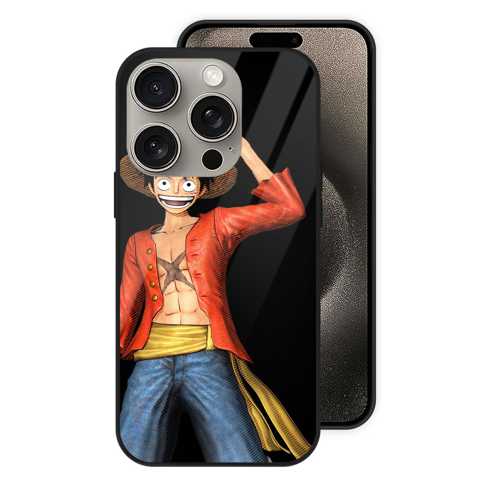 （画像用） ワンピース モンキー・D・ルフィ ONE PIECE Monkey D. Luffy 【iPhone15Pro対応】スマホケース 耐衝撃＆黄変防止 背面ガラス
