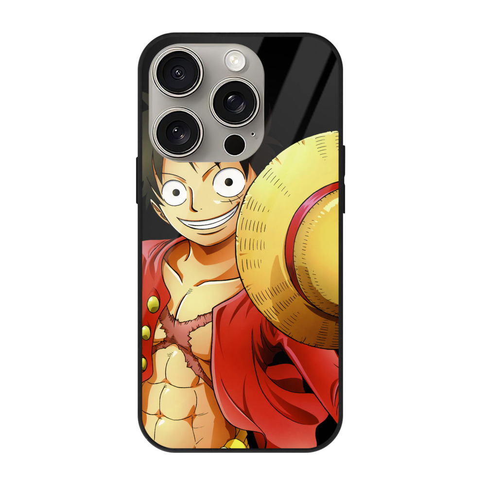 （画像用） ワンピース モンキー・D・ルフィ ONE PIECE Monkey D. Luffy 【iPhone15Pro対応】スマホケース 耐衝撃＆黄変防止 背面ガラス