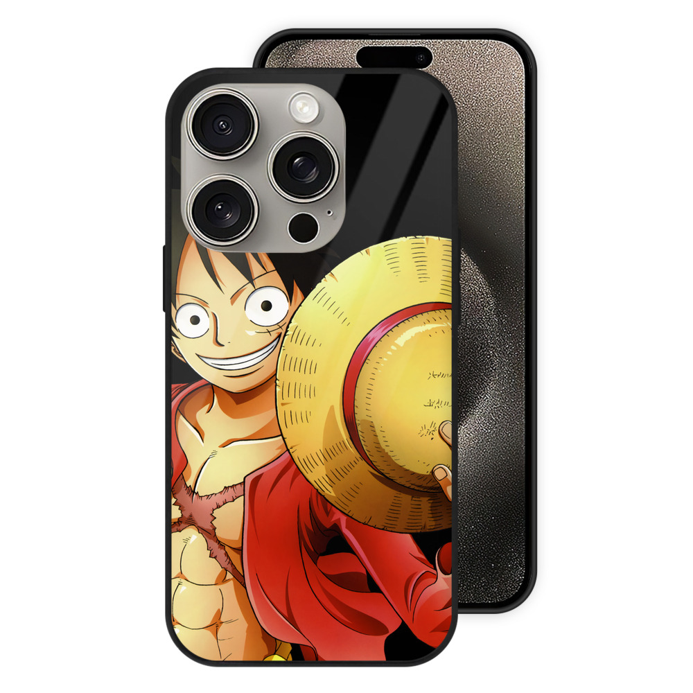 （画像用） ワンピース モンキー・D・ルフィ ONE PIECE Monkey D. Luffy 【iPhone15Pro対応】スマホケース 耐衝撃＆黄変防止 背面ガラス
