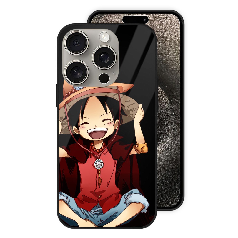 （画像用） ワンピース モンキー・D・ルフィ ONE PIECE Monkey D. Luffy 【iPhone15Pro対応】スマホケース 耐衝撃＆黄変防止 背面ガラス