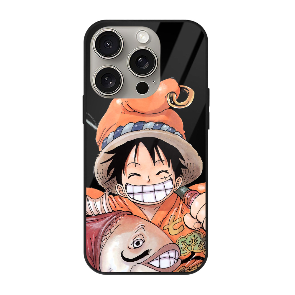 （画像用） ワンピース モンキー・D・ルフィ ONE PIECE Monkey D. Luffy 【iPhone15Pro対応】スマホケース 耐衝撃＆黄変防止 背面ガラス