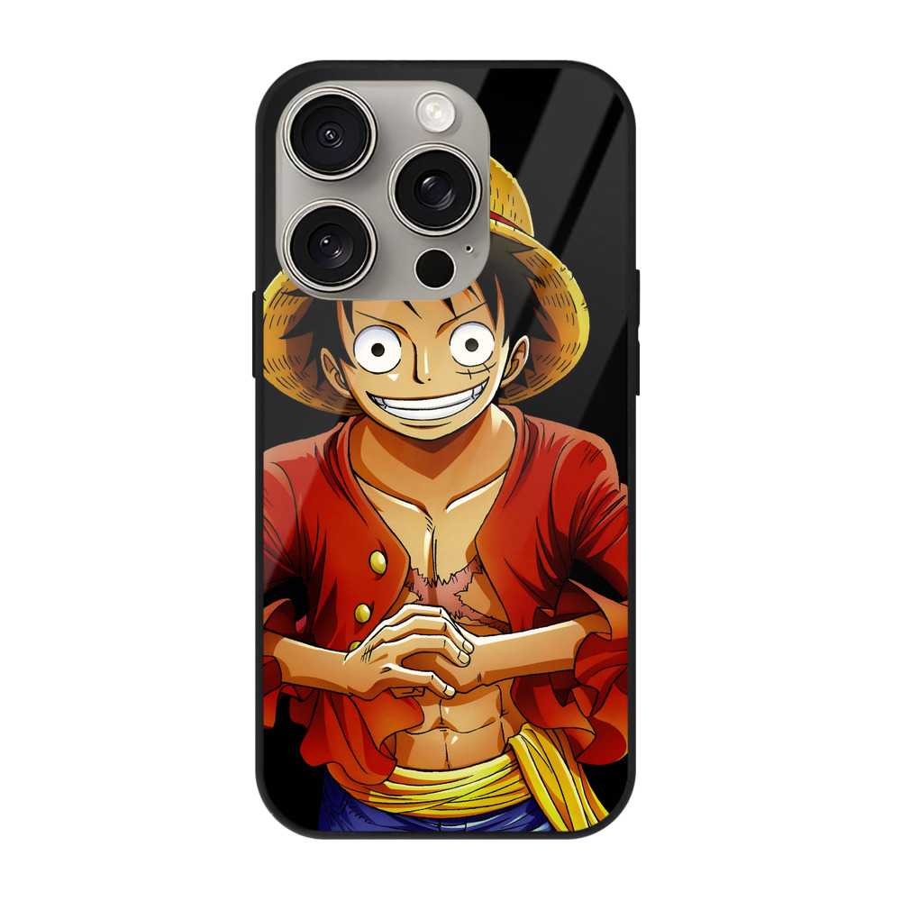 （画像用） ワンピース モンキー・D・ルフィ ONE PIECE Monkey D. Luffy 【iPhone15Pro対応】スマホケース 耐衝撃＆黄変防止 背面ガラス