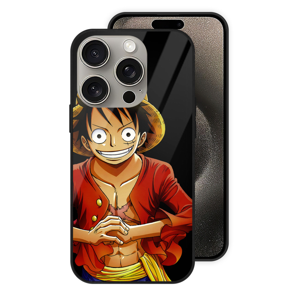 （画像用） ワンピース モンキー・D・ルフィ ONE PIECE Monkey D. Luffy 【iPhone15Pro対応】スマホケース 耐衝撃＆黄変防止 背面ガラス