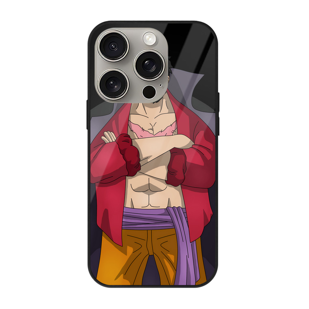 （画像用） ワンピース モンキー・D・ルフィ ONE PIECE Monkey D. Luffy 【iPhone15Pro対応】スマホケース 耐衝撃＆黄変防止 背面ガラス