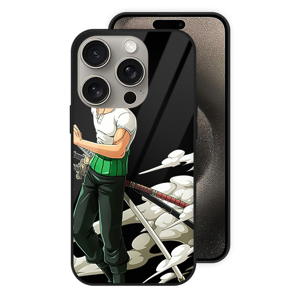 （画像用） ワンピース ロロノア・ゾロ ONE PIECE Roronoa Zoro 【iPhone15Pro対応】スマホケース 耐衝撃＆黄変防止 背面ガラス