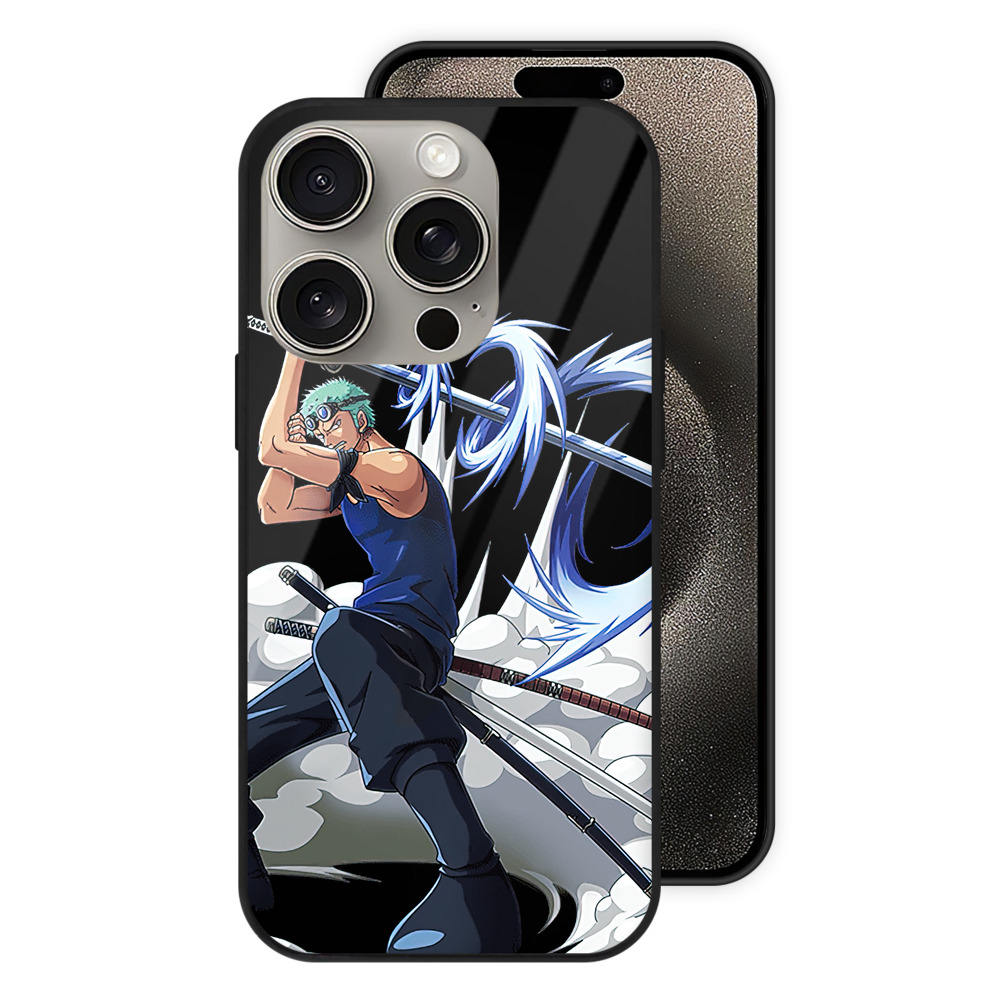 （画像用） ワンピース ロロノア・ゾロ ONE PIECE Roronoa Zoro 【iPhone15Pro対応】スマホケース 耐衝撃＆黄変防止 背面ガラス