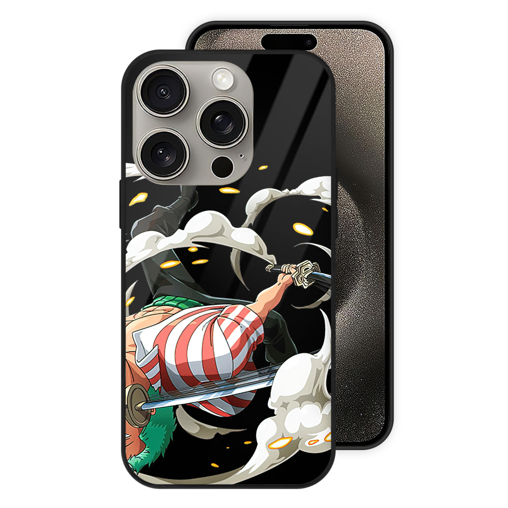 （画像用） ワンピース ロロノア・ゾロ ONE PIECE Roronoa Zoro 【iPhone15Pro対応】スマホケース 耐衝撃＆黄変防止 背面ガラス