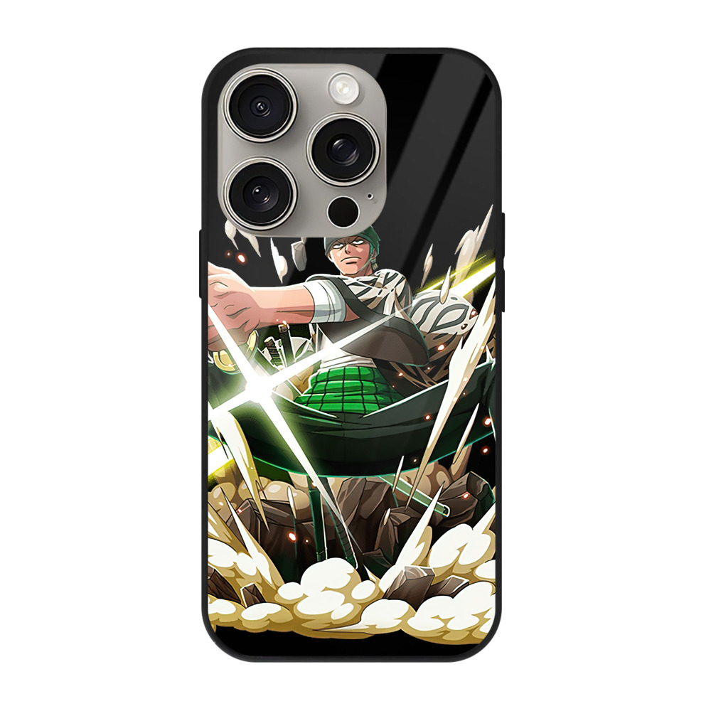 （画像用） ワンピース ロロノア・ゾロ ONE PIECE Roronoa Zoro 【iPhone15Pro対応】スマホケース 耐衝撃＆黄変防止 背面ガラス
