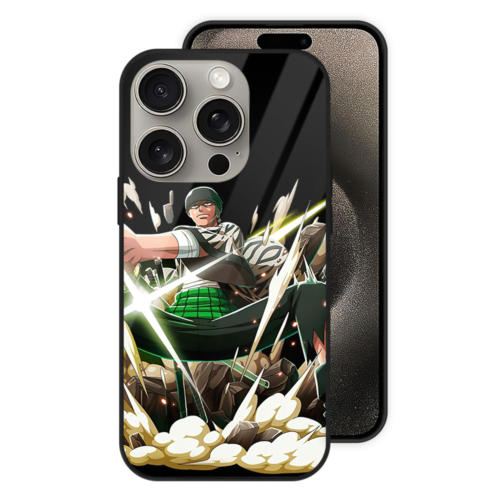 （画像用） ワンピース ロロノア・ゾロ ONE PIECE Roronoa Zoro 【iPhone15Pro対応】スマホケース 耐衝撃＆黄変防止 背面ガラス
