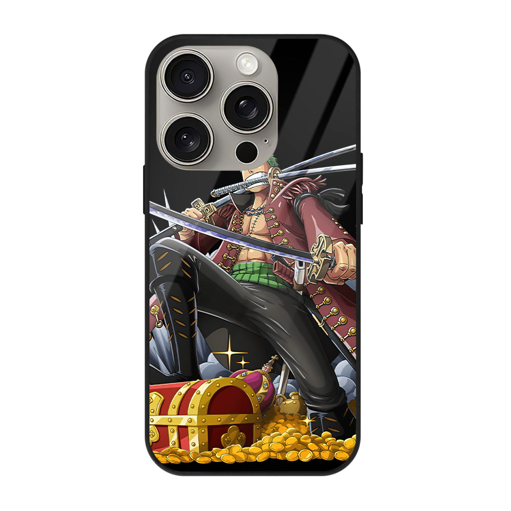 （画像用） ワンピース ロロノア・ゾロ ONE PIECE Roronoa Zoro 【iPhone15Pro対応】スマホケース 耐衝撃＆黄変防止 背面ガラス