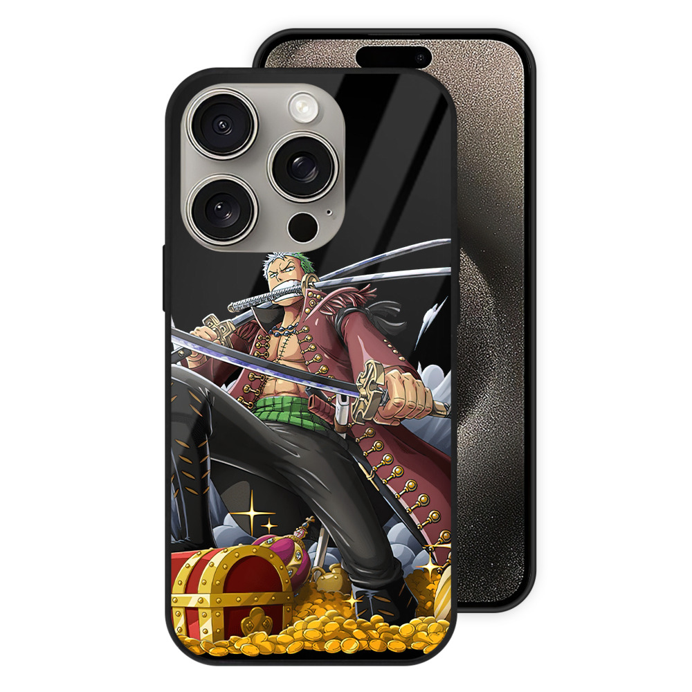 （画像用） ワンピース ロロノア・ゾロ ONE PIECE Roronoa Zoro 【iPhone15Pro対応】スマホケース 耐衝撃＆黄変防止 背面ガラス