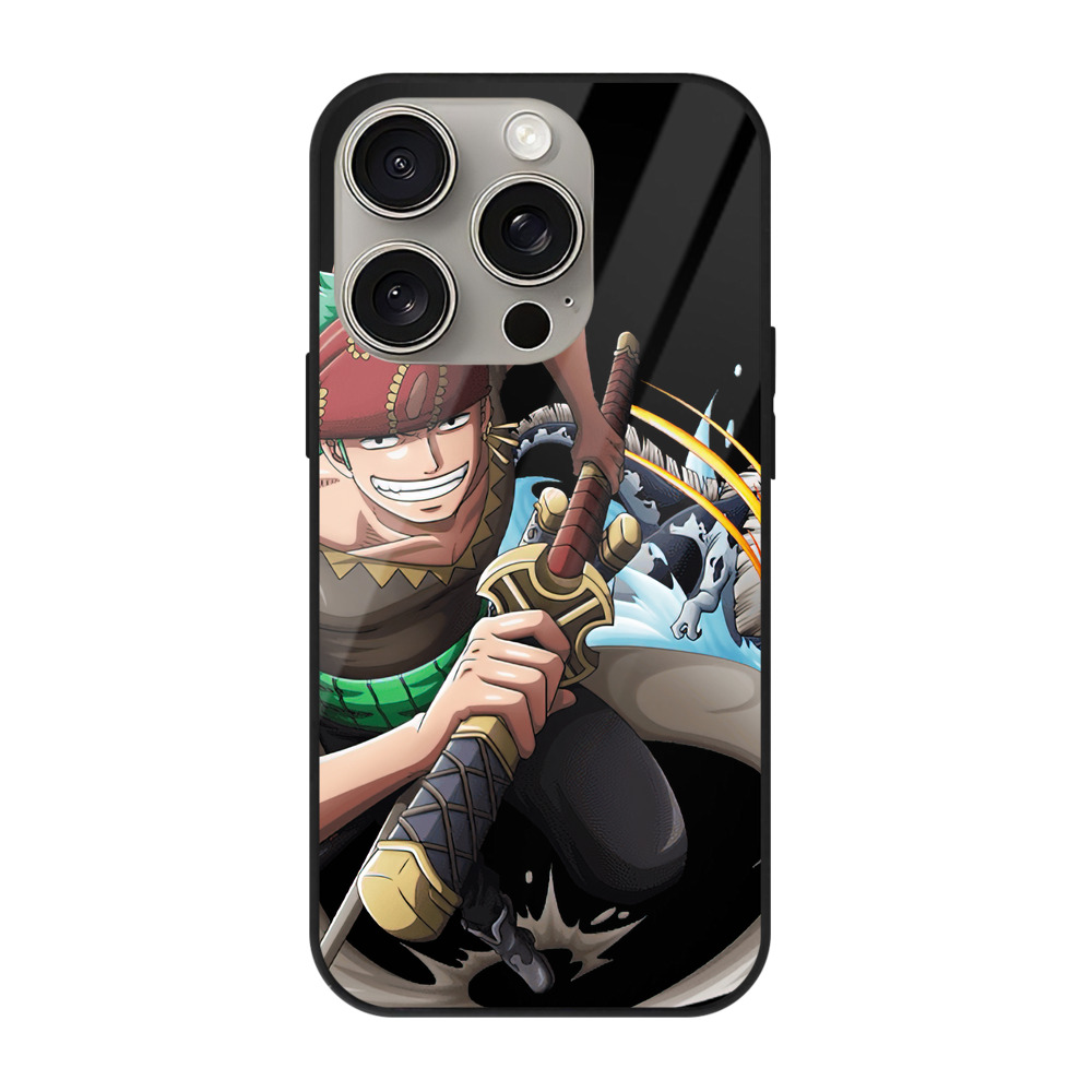 （画像用） ワンピース ロロノア・ゾロ ONE PIECE Roronoa Zoro 【iPhone15Pro対応】スマホケース 耐衝撃＆黄変防止 背面ガラス