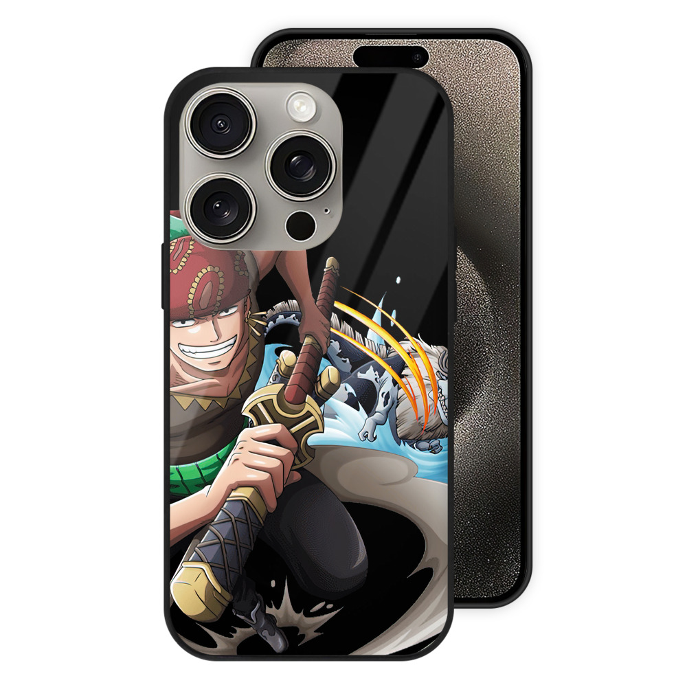 （画像用） ワンピース ロロノア・ゾロ ONE PIECE Roronoa Zoro 【iPhone15Pro対応】スマホケース 耐衝撃＆黄変防止 背面ガラス