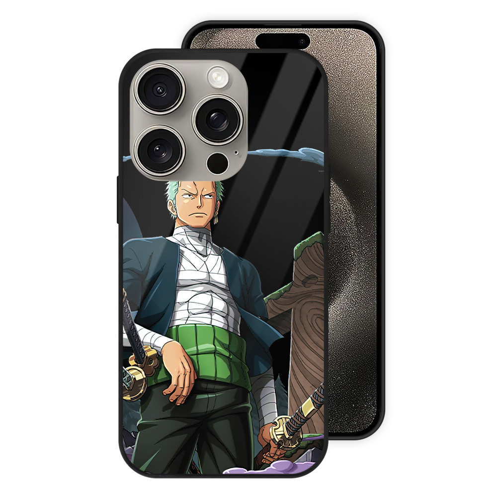 （画像用） ワンピース ロロノア・ゾロ ONE PIECE Roronoa Zoro 【iPhone15Pro対応】スマホケース 耐衝撃＆黄変防止 背面ガラス