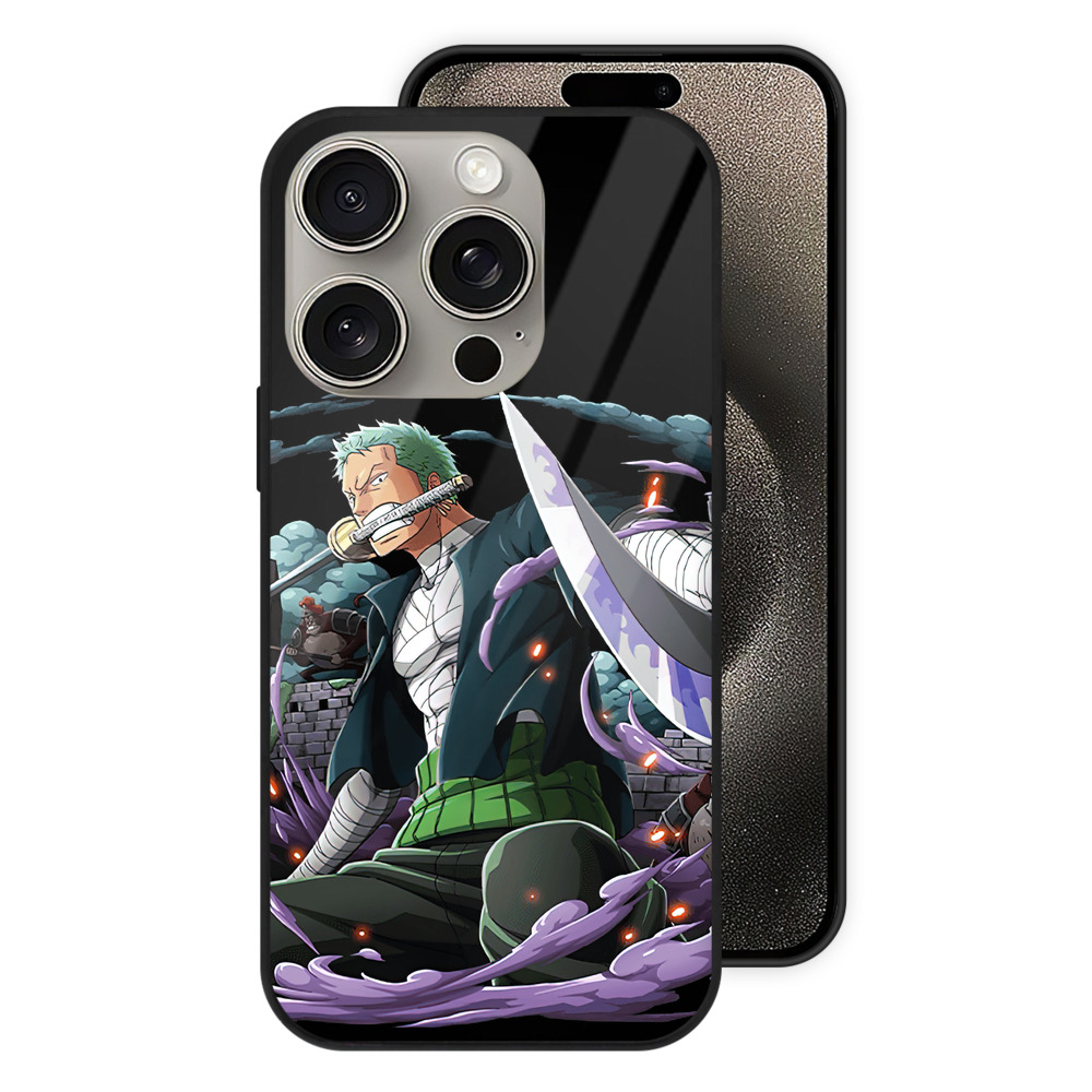 （画像用） ワンピース ロロノア・ゾロ ONE PIECE Roronoa Zoro 【iPhone15Pro対応】スマホケース 耐衝撃＆黄変防止 背面ガラス