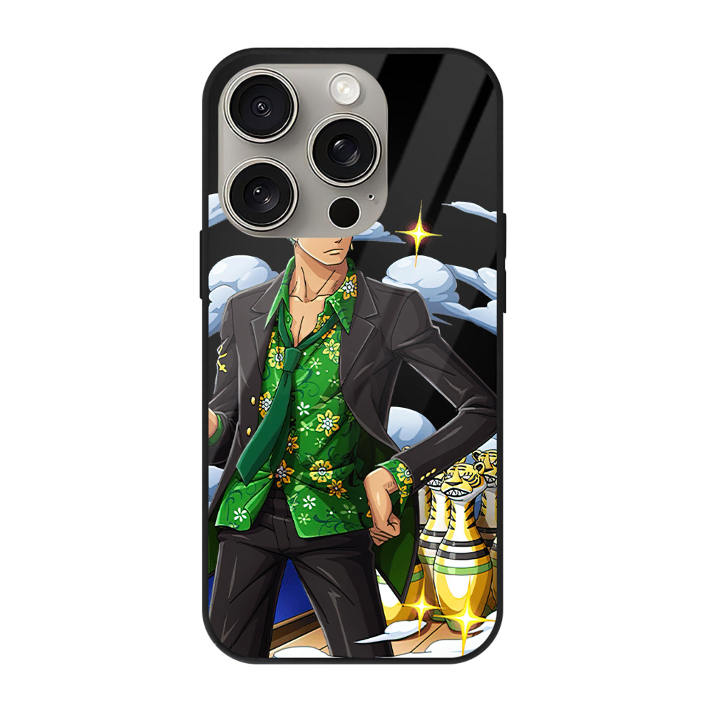 （画像用） ワンピース ロロノア・ゾロ ONE PIECE Roronoa Zoro 【iPhone15Pro対応】スマホケース 耐衝撃＆黄変防止 背面ガラス