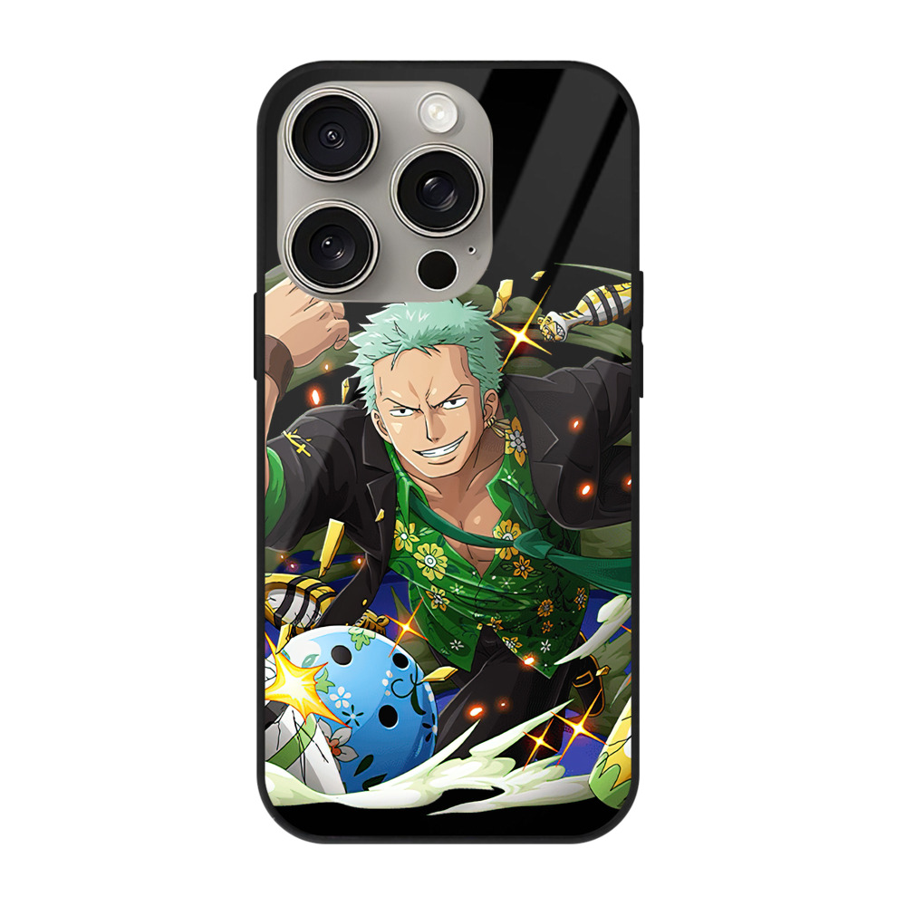 （画像用） ワンピース ロロノア・ゾロ ONE PIECE Roronoa Zoro 【iPhone15Pro対応】スマホケース 耐衝撃＆黄変防止 背面ガラス