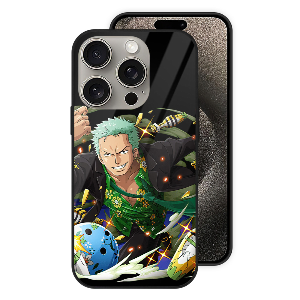 （画像用） ワンピース ロロノア・ゾロ ONE PIECE Roronoa Zoro 【iPhone15Pro対応】スマホケース 耐衝撃＆黄変防止 背面ガラス