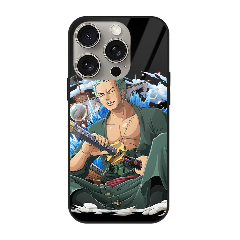 （画像用） ワンピース ロロノア・ゾロ ONE PIECE Roronoa Zoro 【iPhone15Pro対応】スマホケース 耐衝撃＆黄変防止 背面ガラス