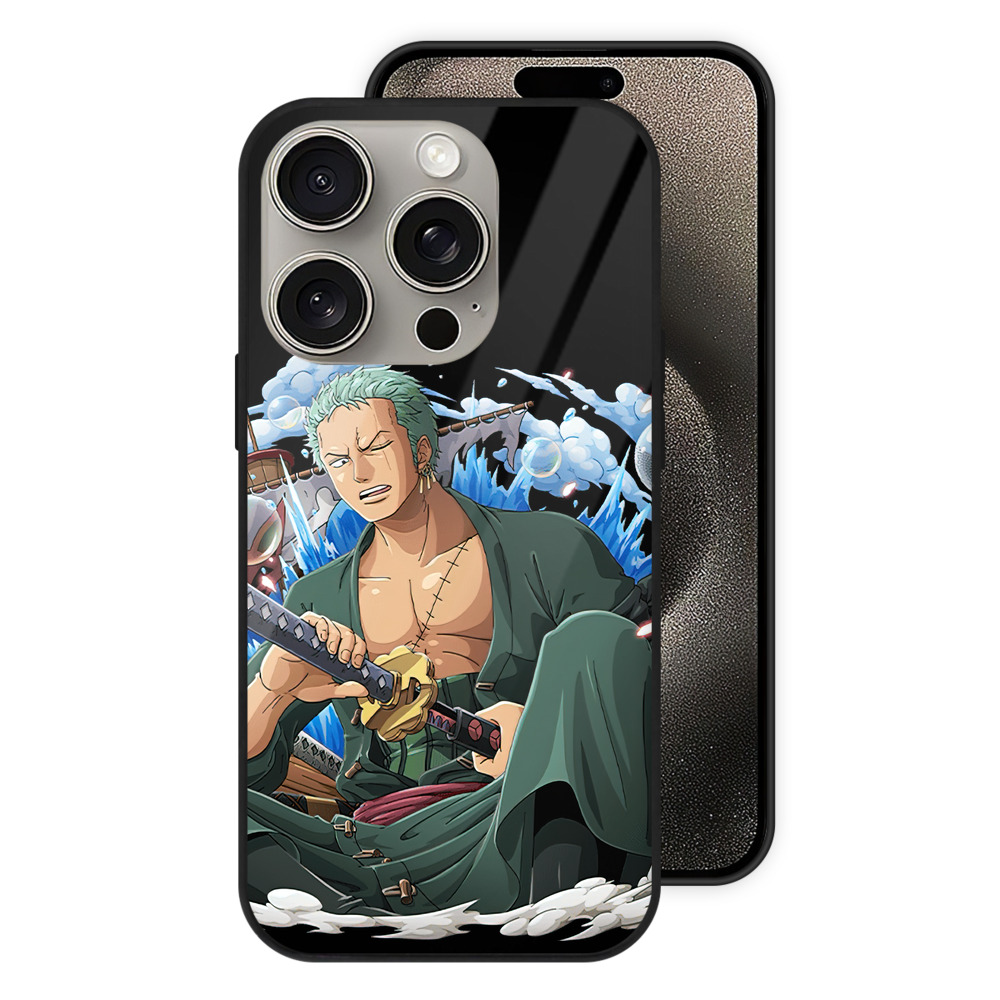 （画像用） ワンピース ロロノア・ゾロ ONE PIECE Roronoa Zoro 【iPhone15Pro対応】スマホケース 耐衝撃＆黄変防止 背面ガラス