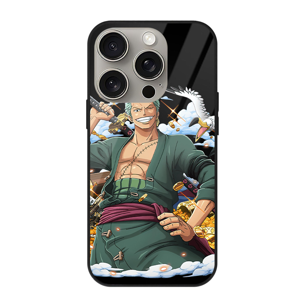 （画像用） ワンピース ロロノア・ゾロ ONE PIECE Roronoa Zoro 【iPhone15Pro対応】スマホケース 耐衝撃＆黄変防止 背面ガラス