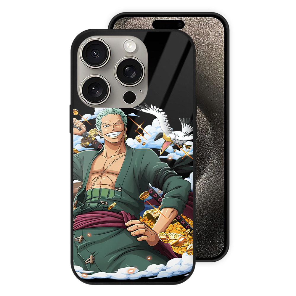 （画像用） ワンピース ロロノア・ゾロ ONE PIECE Roronoa Zoro 【iPhone15Pro対応】スマホケース 耐衝撃＆黄変防止 背面ガラス
