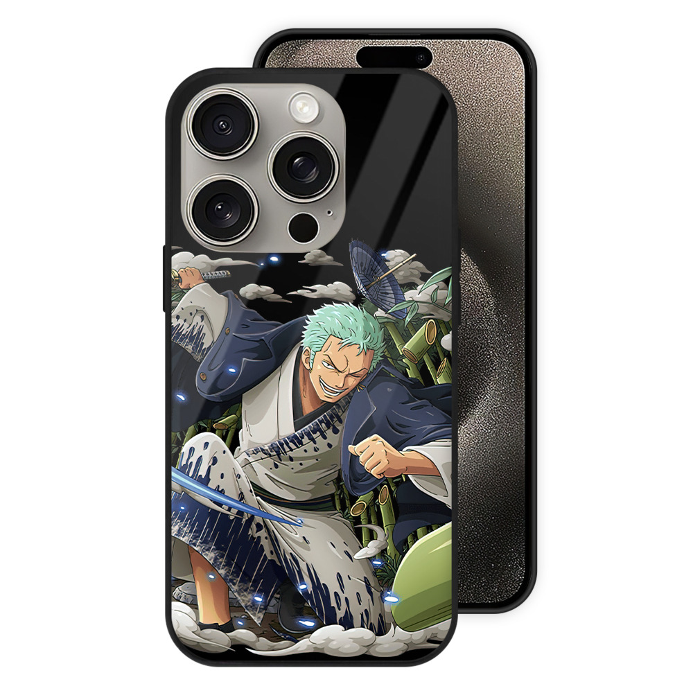 （画像用） ワンピース ロロノア・ゾロ ONE PIECE Roronoa Zoro 【iPhone15Pro対応】スマホケース 耐衝撃＆黄変防止 背面ガラス