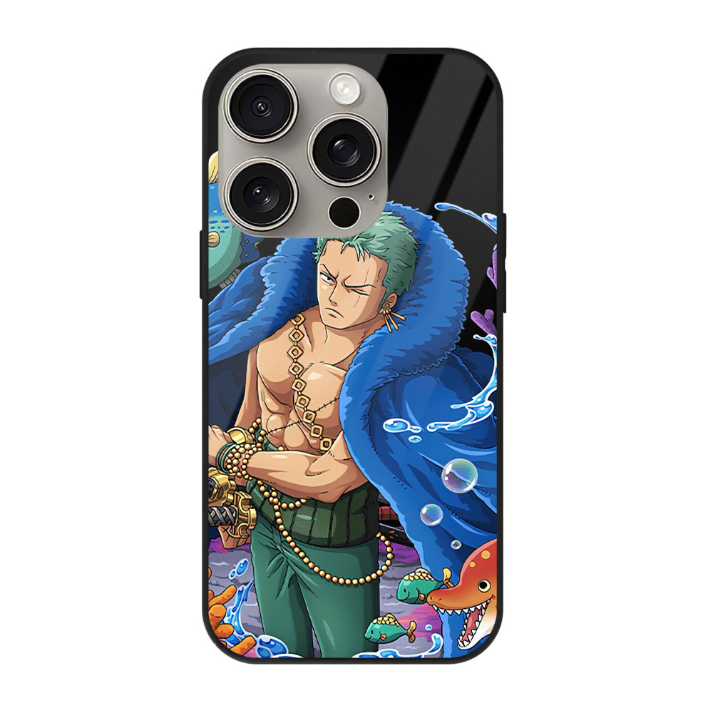 （画像用） ワンピース ロロノア・ゾロ ONE PIECE Roronoa Zoro 【iPhone15Pro対応】スマホケース 耐衝撃＆黄変防止 背面ガラス