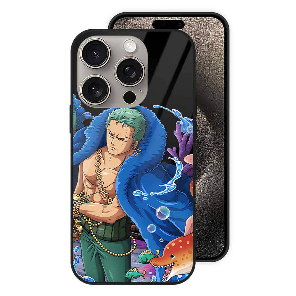 （画像用） ワンピース ロロノア・ゾロ ONE PIECE Roronoa Zoro 【iPhone15Pro対応】スマホケース 耐衝撃＆黄変防止 背面ガラス