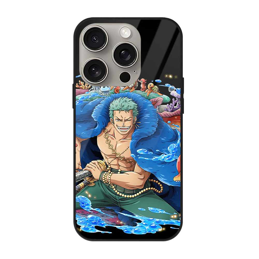 （画像用） ワンピース ロロノア・ゾロ ONE PIECE Roronoa Zoro 【iPhone15Pro対応】スマホケース 耐衝撃＆黄変防止 背面ガラス
