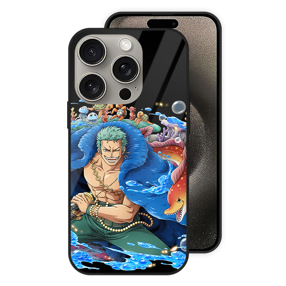 （画像用） ワンピース ロロノア・ゾロ ONE PIECE Roronoa Zoro 【iPhone15Pro対応】スマホケース 耐衝撃＆黄変防止 背面ガラス