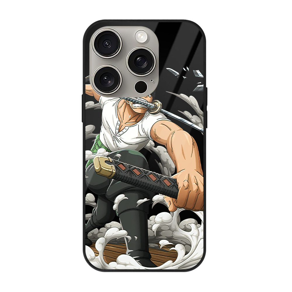 （画像用） ワンピース ロロノア・ゾロ ONE PIECE Roronoa Zoro 【iPhone15Pro対応】スマホケース 耐衝撃＆黄変防止 背面ガラス