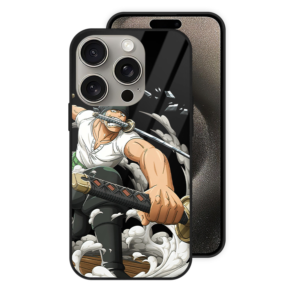 （画像用） ワンピース ロロノア・ゾロ ONE PIECE Roronoa Zoro 【iPhone15Pro対応】スマホケース 耐衝撃＆黄変防止 背面ガラス