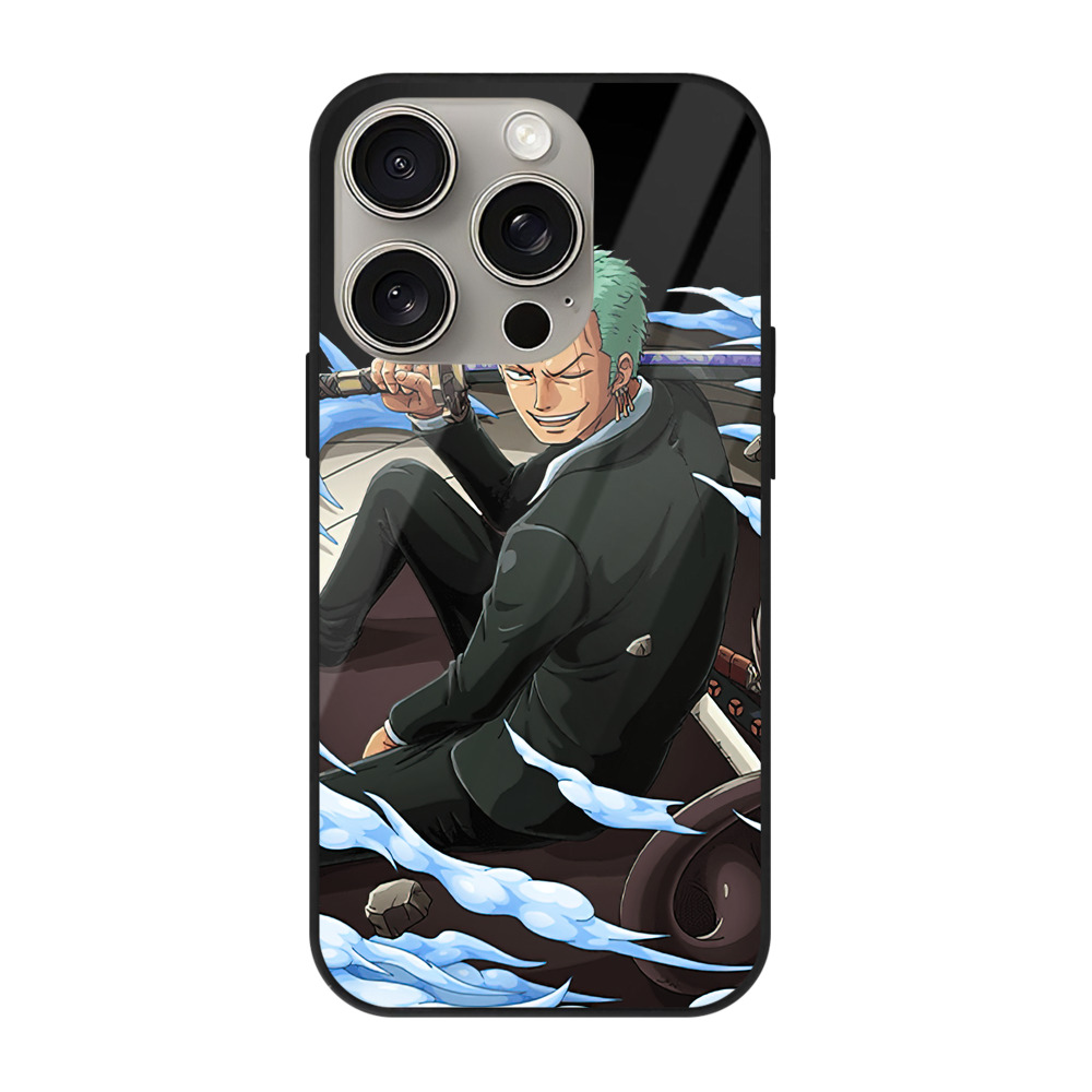 （画像用） ワンピース ロロノア・ゾロ ONE PIECE Roronoa Zoro 【iPhone15Pro対応】スマホケース 耐衝撃＆黄変防止 背面ガラス