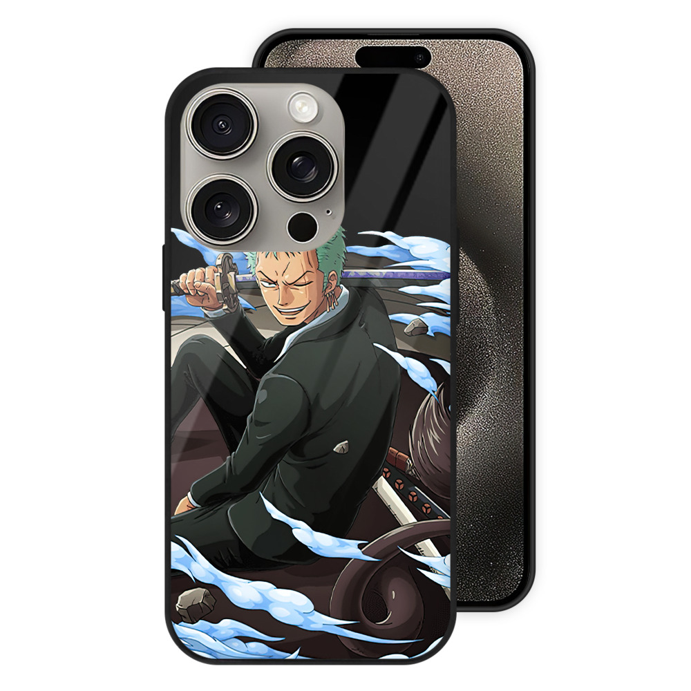 （画像用） ワンピース ロロノア・ゾロ ONE PIECE Roronoa Zoro 【iPhone15Pro対応】スマホケース 耐衝撃＆黄変防止 背面ガラス