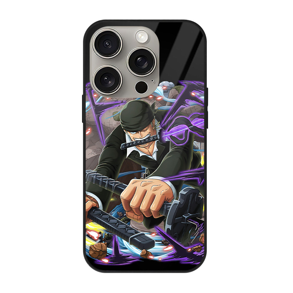 （画像用） ワンピース ロロノア・ゾロ ONE PIECE Roronoa Zoro 【iPhone15Pro対応】スマホケース 耐衝撃＆黄変防止 背面ガラス