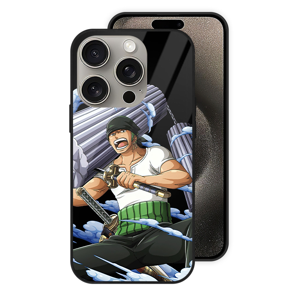 （画像用） ワンピース ロロノア・ゾロ ONE PIECE Roronoa Zoro 【iPhone15Pro対応】スマホケース 耐衝撃＆黄変防止 背面ガラス