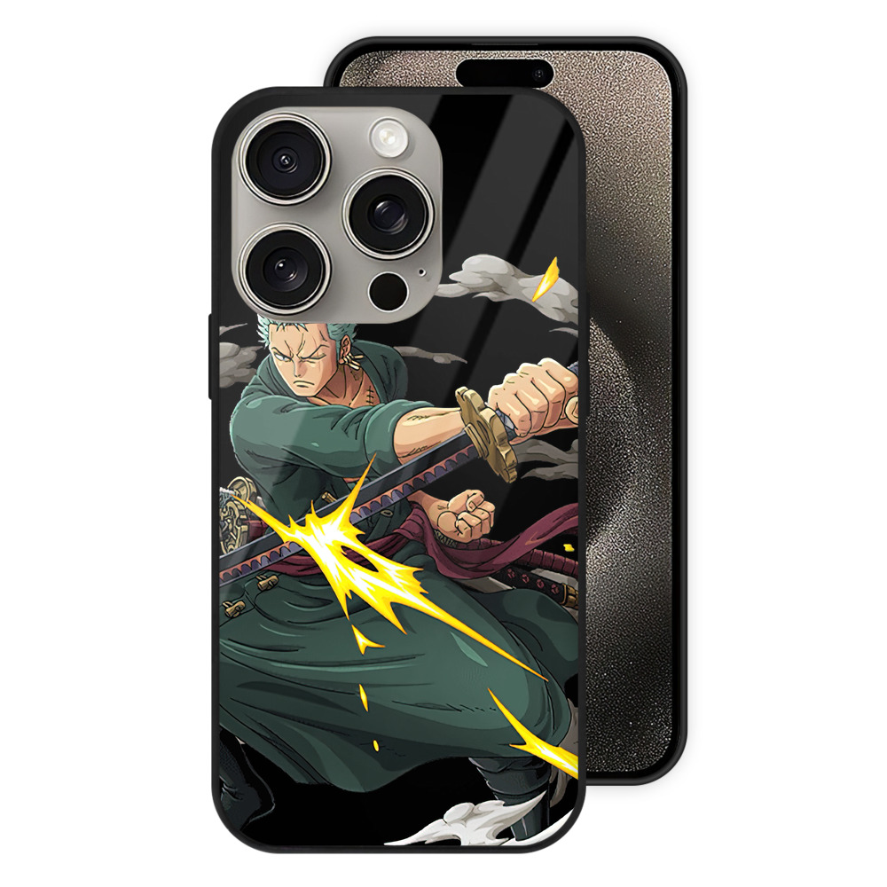 （画像用） ワンピース ロロノア・ゾロ ONE PIECE Roronoa Zoro 【iPhone15Pro対応】スマホケース 耐衝撃＆黄変防止 背面ガラス
