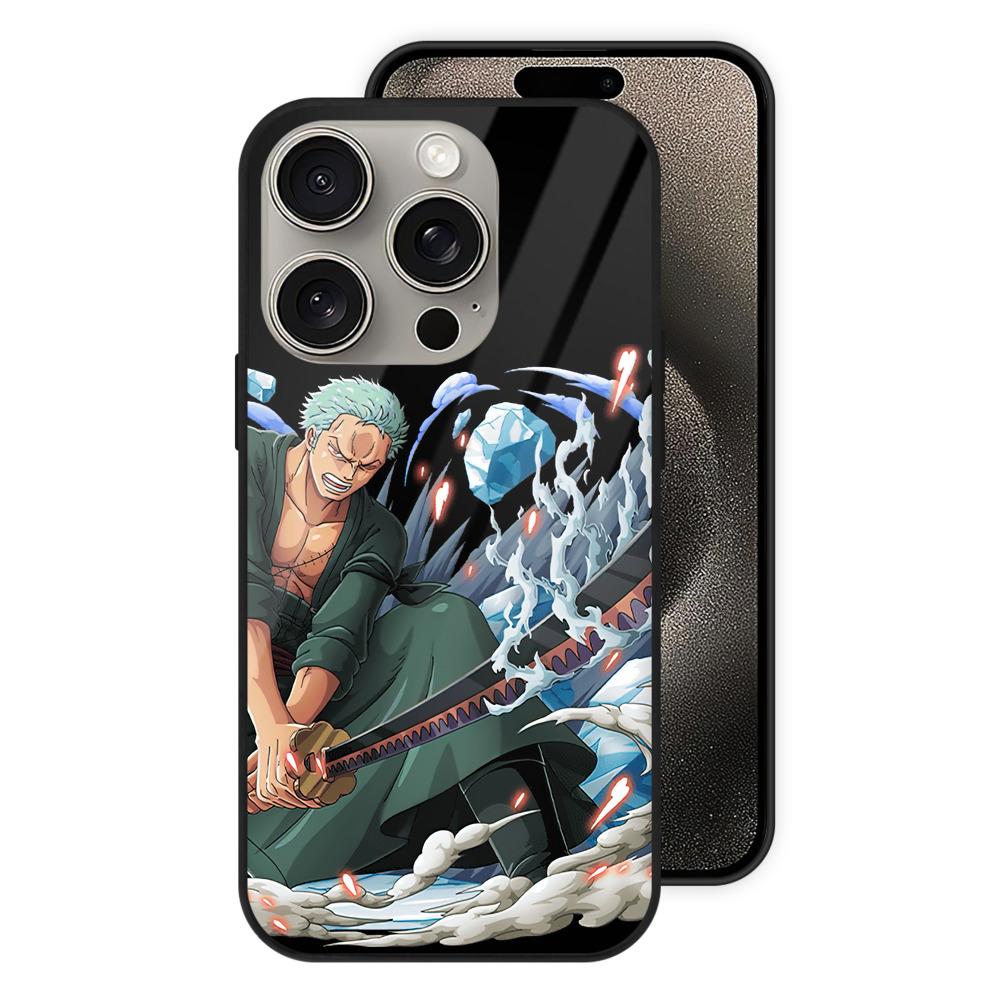 （画像用） ワンピース ロロノア・ゾロ ONE PIECE Roronoa Zoro 【iPhone15Pro対応】スマホケース 耐衝撃＆黄変防止 背面ガラス