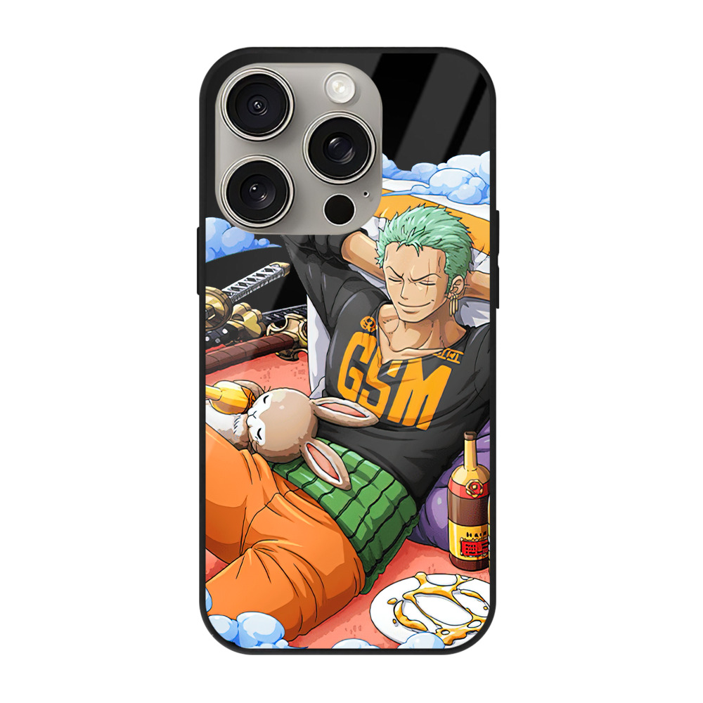（画像用） ワンピース ロロノア・ゾロ ONE PIECE Roronoa Zoro 【iPhone15Pro対応】スマホケース 耐衝撃＆黄変防止 背面ガラス