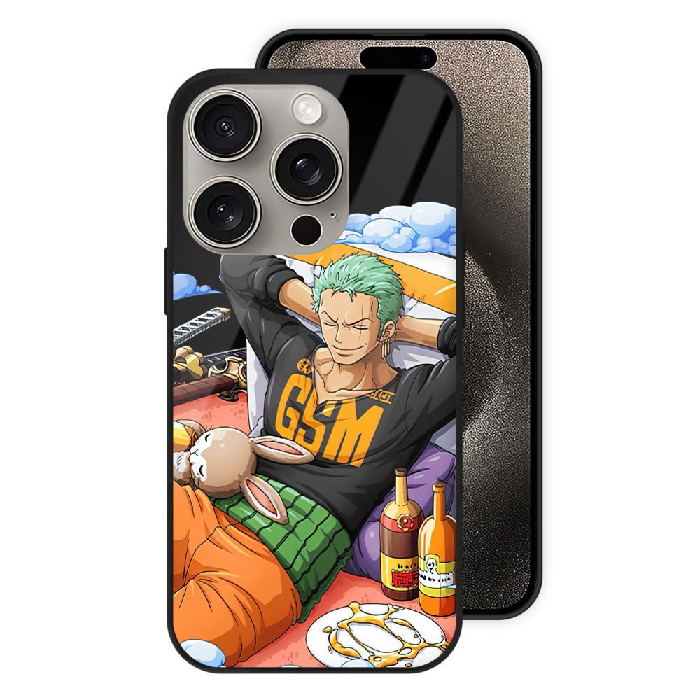 （画像用） ワンピース ロロノア・ゾロ ONE PIECE Roronoa Zoro 【iPhone15Pro対応】スマホケース 耐衝撃＆黄変防止 背面ガラス
