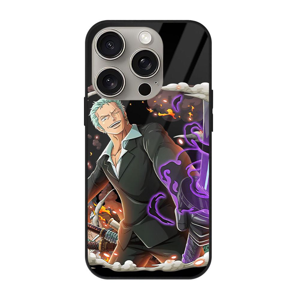 （画像用） ワンピース ロロノア・ゾロ ONE PIECE Roronoa Zoro 【iPhone15Pro対応】スマホケース 耐衝撃＆黄変防止 背面ガラス