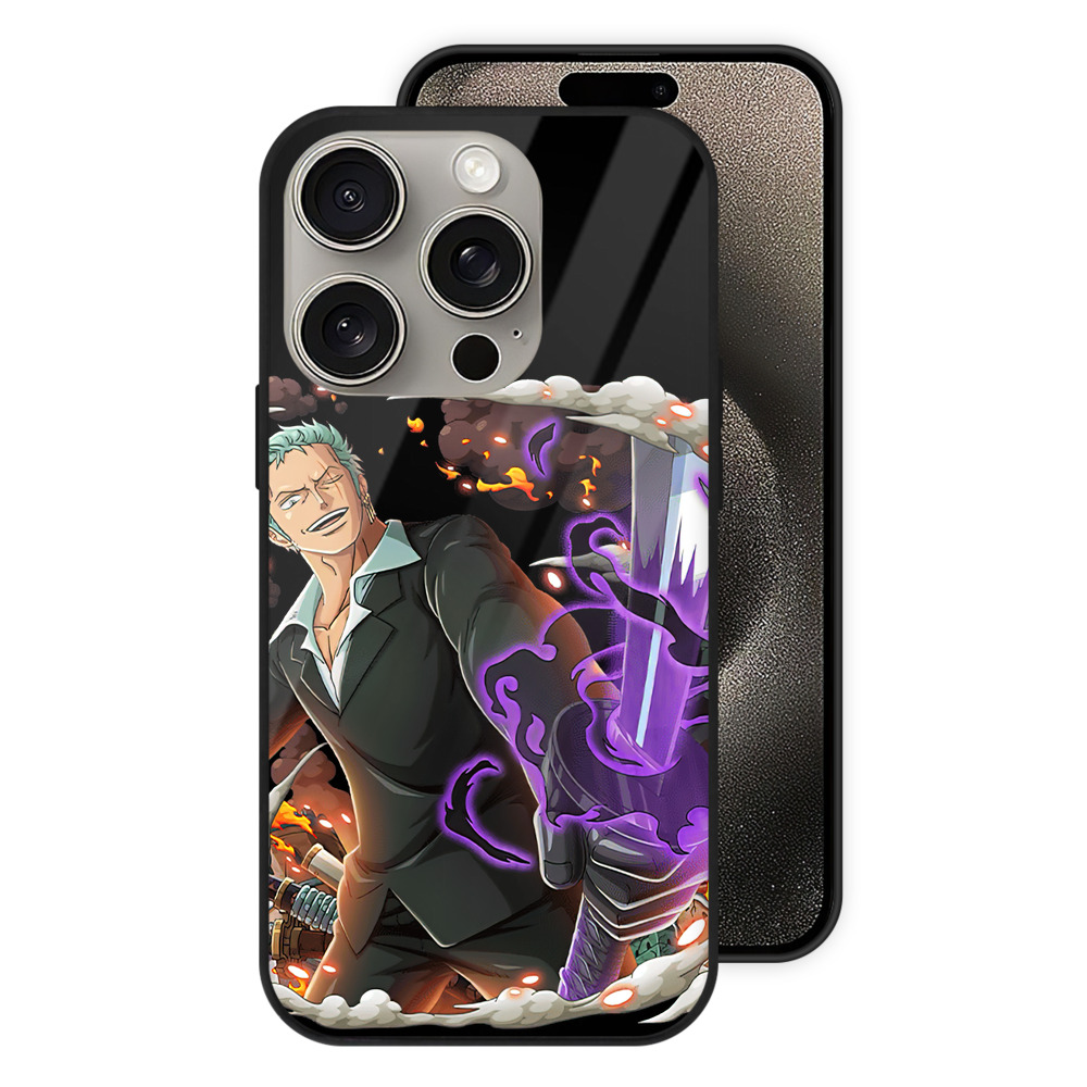 （画像用） ワンピース ロロノア・ゾロ ONE PIECE Roronoa Zoro 【iPhone15Pro対応】スマホケース 耐衝撃＆黄変防止 背面ガラス