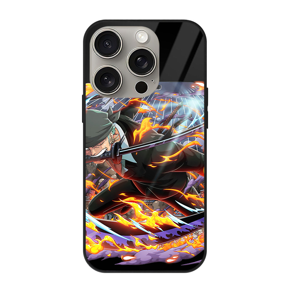 （画像用） ワンピース ロロノア・ゾロ ONE PIECE Roronoa Zoro 【iPhone15Pro対応】スマホケース 耐衝撃＆黄変防止 背面ガラス