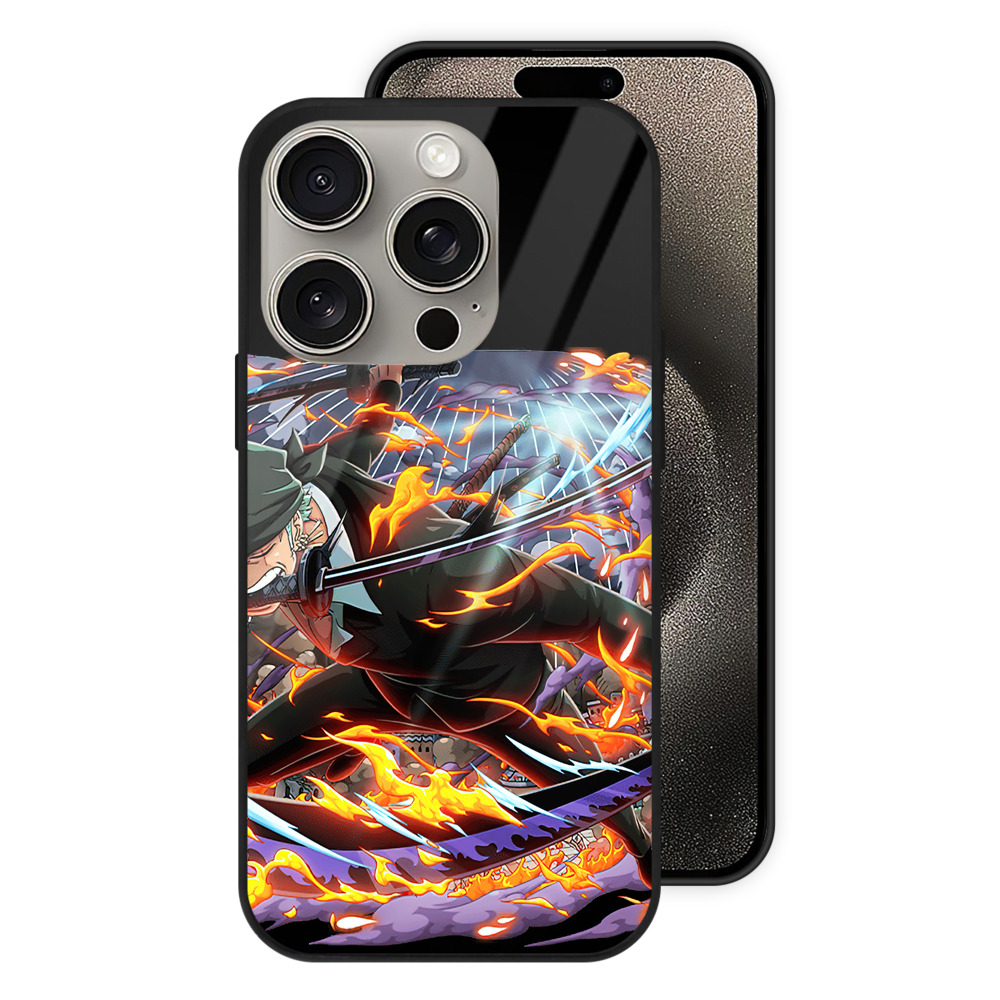 （画像用） ワンピース ロロノア・ゾロ ONE PIECE Roronoa Zoro 【iPhone15Pro対応】スマホケース 耐衝撃＆黄変防止 背面ガラス