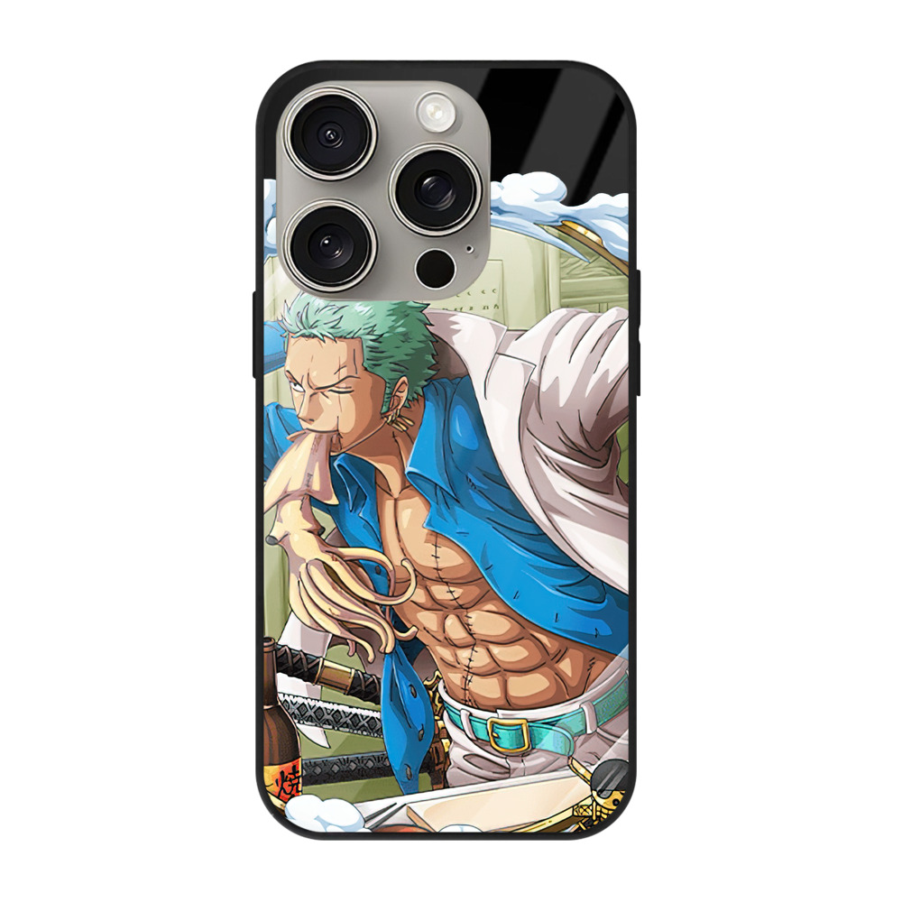 （画像用） ワンピース ロロノア・ゾロ ONE PIECE Roronoa Zoro 【iPhone15Pro対応】スマホケース 耐衝撃＆黄変防止 背面ガラス
