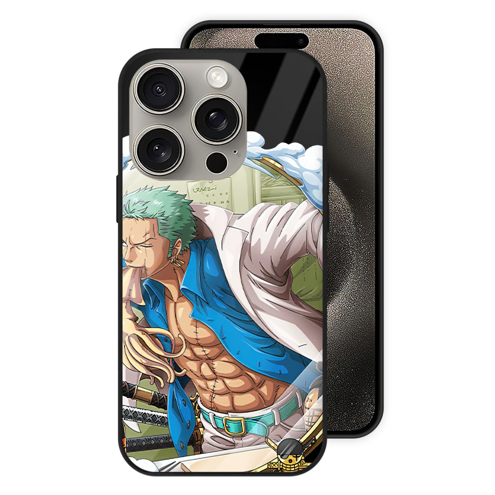 （画像用） ワンピース ロロノア・ゾロ ONE PIECE Roronoa Zoro 【iPhone15Pro対応】スマホケース 耐衝撃＆黄変防止 背面ガラス