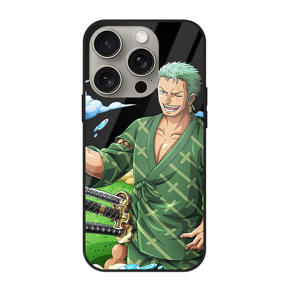 （画像用） ワンピース ロロノア・ゾロ ONE PIECE Roronoa Zoro 【iPhone15Pro対応】スマホケース 耐衝撃＆黄変防止 背面ガラス