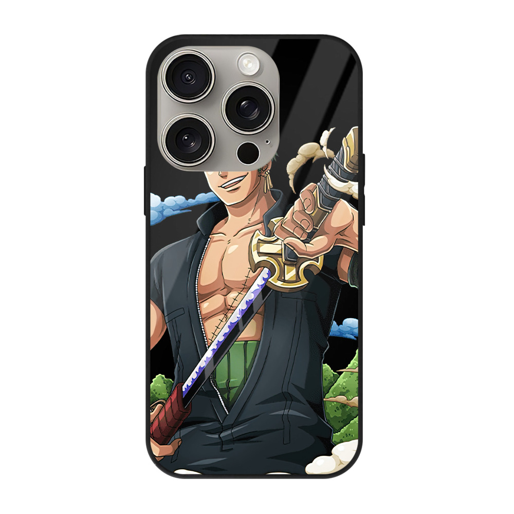 （画像用） ワンピース ロロノア・ゾロ ONE PIECE Roronoa Zoro 【iPhone15Pro対応】スマホケース 耐衝撃＆黄変防止 背面ガラス