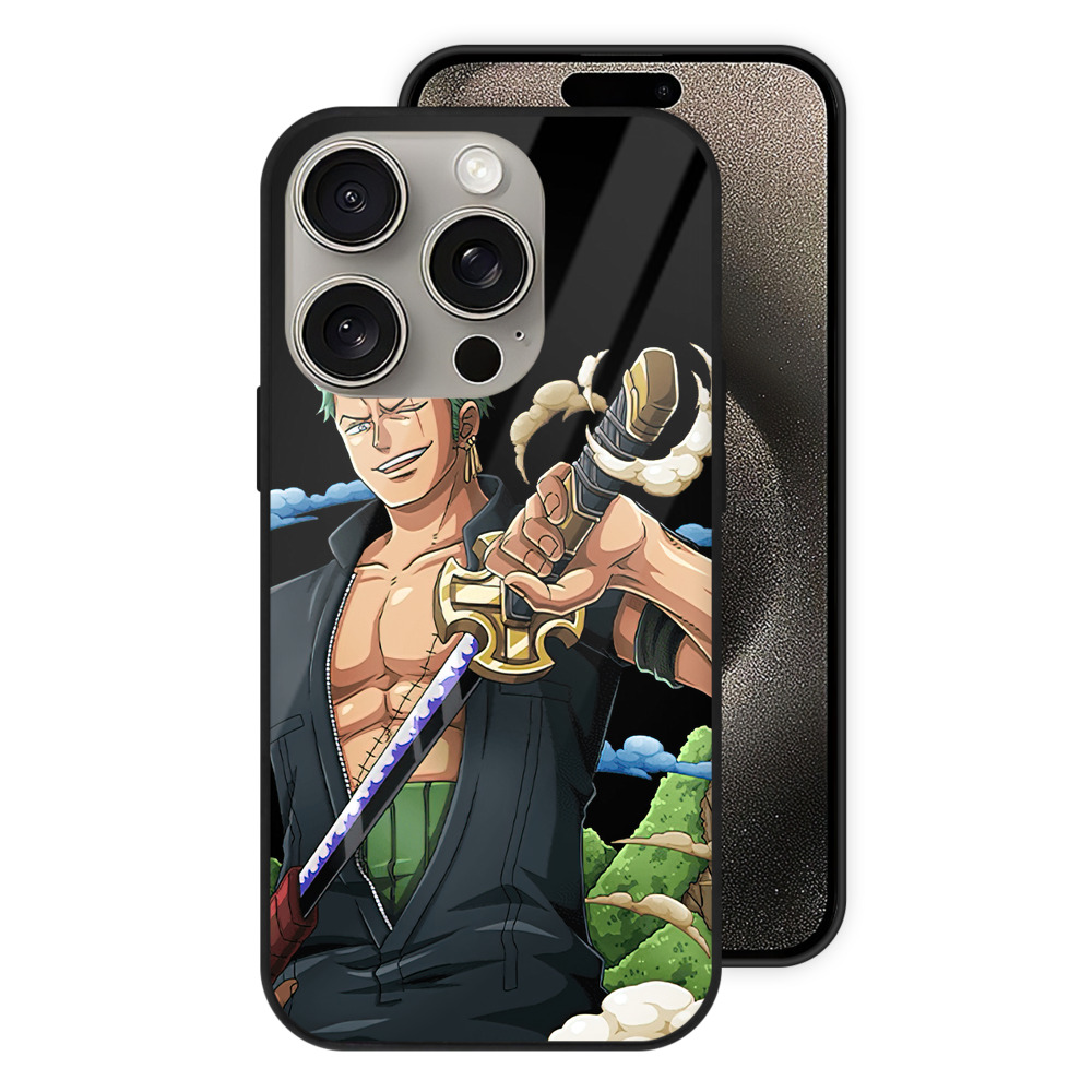 （画像用） ワンピース ロロノア・ゾロ ONE PIECE Roronoa Zoro 【iPhone15Pro対応】スマホケース 耐衝撃＆黄変防止 背面ガラス